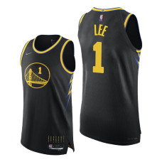 Warriors #1 Damion Lee Black City Edition 2022 Champions Jersey 75th Season Authentic
