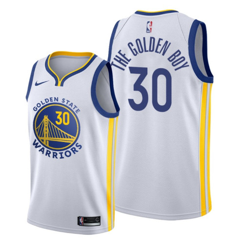 Stephen Curry Warriors #30 The Golden Boy 2022 Champions Jersey White Stephen Curry Warriors #30 The Golden Boy 2022 Champions Jersey White