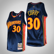Men's Warriors Stephen Curry #30 Navy 2009 Hardwood Classics Authentic Jersey