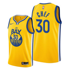 Stephen Curry Warriors #30 Chef Nickname 2022 Champions Jersey Yellow