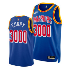 Stephen Curry Warriors 1st Player 3000th Career 3-pointer Royal Jersey
