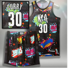 Golden State Warriors Stephen Curry 2022 NBA All-Star 2022 Champions Jersey Kit Pop Culture Street Art Black