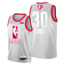 Stephen Curry 2022 Cleveland All-Star Grey Red 75th Patch 2022 Champions Jersey Warriors #30
