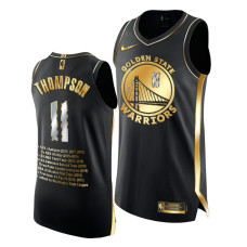 Warriors #11 Klay Thompson Black Career Awards 2022 Champions Jersey Golden Edition
