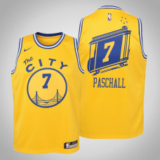 Youth Eric Paschall Golden State Warriors #7 Hardwood Classics Yellow 2020 Season Jersey