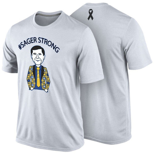 Golden State Warriors White 2016 SGA Opening Night Craig Sager Strong Tribute T-Shirt Golden State Warriors White 2016 SGA Opening Night Craig Sager Strong Tribute T-Shirt
