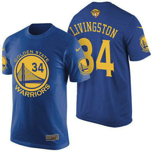 Golden State Warriors #34 Shaun Livingston Blue Finals T-Shirt Golden State Warriors #34 Shaun Livingston Blue Finals T-Shirt