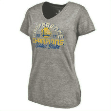 Women's Golden State Warriors Locker 2017 Western Conference Champion Fadeaway Tri-Blend Gray T-Shirt