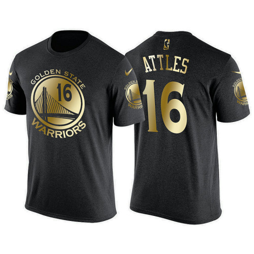 Golden State Warriors #16 Al Attles Retired Player Gold Gilding T-Shirt
