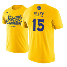 Golden State Warriors #15 Damian Jones Gold Name & Number T-Shirt