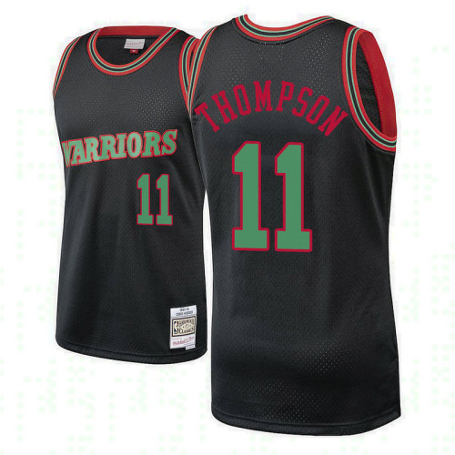Golden State Warriors #11 Klay Thompson Black Hardwood Classics Christmas Jersey Golden State Warriors #11 Klay Thompson Black Hardwood Classics Christmas Jersey