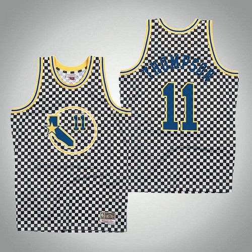 Klay Thompson Golden State Warriors #11 Checkerboard White 2022 Champions Jersey Klay Thompson Golden State Warriors #11 Checkerboard White 2022 Champions Jersey