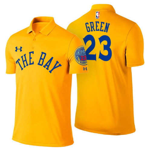 Draymond Green Golden State Warriors #23 City Edition Gold Performance Polo Draymond Green Golden State Warriors #23 City Edition Gold Performance Polo