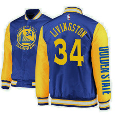 Golden State Warriors #34 Shaun Livingston Royal Satin Full Snap Jacket