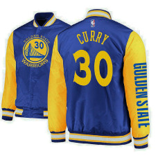 Stephen Curry Golden State Warriors #30 Royal Satin Full Snap Jacket