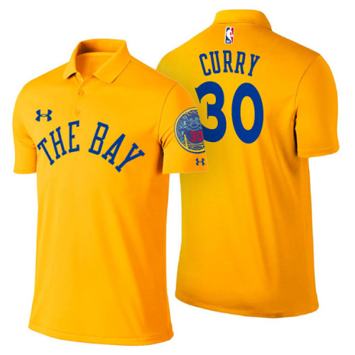 Golden State Warriors #30 Stephen Curry Gold City Polo Golden State Warriors #30 Stephen Curry Gold City Polo