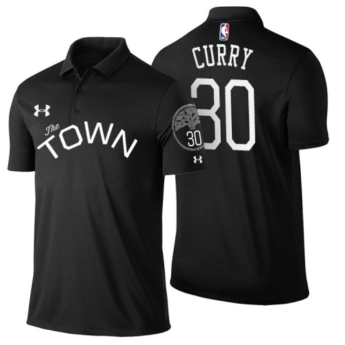 Golden State Warriors #30 Stephen Curry Black Statement Polo Golden State Warriors #30 Stephen Curry Black Statement Polo