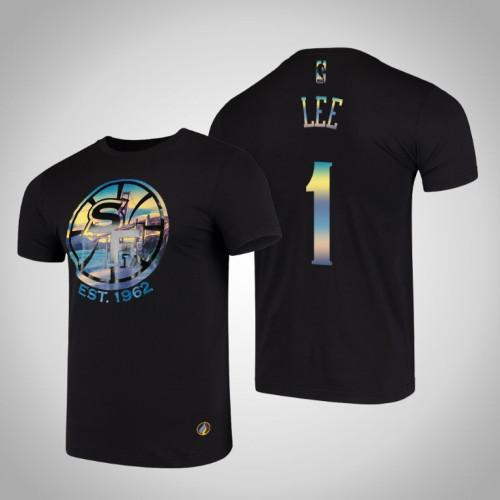 Golden State Warriors Damion Lee #1 Black City Landmark Short Sleeve T-Shirt Golden State Warriors Damion Lee #1 Black City Landmark Short Sleeve T-Shirt