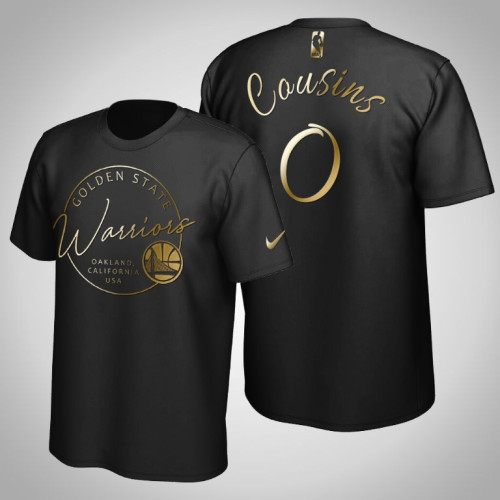 Golden State Warriors DeMarcus Cousins #0 Black Golden Edition Handwriting T-Shirt Golden State Warriors DeMarcus Cousins #0 Black Golden Edition Handwriting T-Shirt