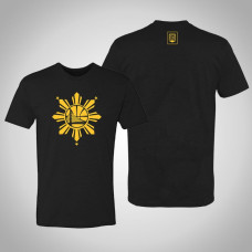 Golden State Warriors Filipino Heritage Oversized Sun Logo Black T-Shirt