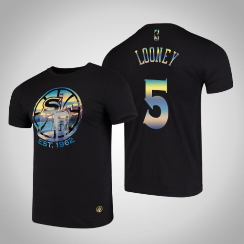 Golden State Warriors Kevon Looney #5 Black City Landmark Short Sleeve T-Shirt Golden State Warriors Kevon Looney #5 Black City Landmark Short Sleeve T-Shirt