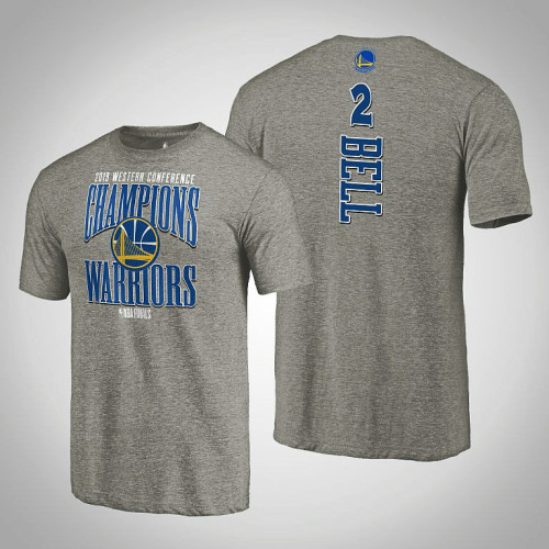Golden State Warriors Jordan Bell #2 2019 Western Conference Champions Extra Pass Tri-Blend Gray T-Shirt - Men's Golden State Warriors Jordan Bell #2 2019 Western Conference Champions Extra Pass Tri-Blend Gray T-Shirt - Men's