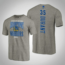 Golden State Warriors Kevin Durant #35 2019 Western Conference Champions Extra Pass Tri-Blend Gray T-Shirt - Men's