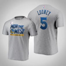 Golden State Warriors Kevon Looney #5 Locker Room 2019 Western Conference Champions Gray T-Shirt