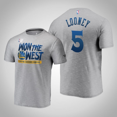 Golden State Warriors Kevon Looney #5 Locker Room 2019 Western Conference Champions Gray T-Shirt Golden State Warriors Kevon Looney #5 Locker Room 2019 Western Conference Champions Gray T-Shirt