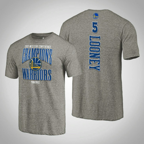 Golden State Warriors Kevon Looney #5 2019 Western Conference Champions Extra Pass Tri-Blend Gray T-Shirt - Men's Golden State Warriors Kevon Looney #5 2019 Western Conference Champions Extra Pass Tri-Blend Gray T-Shirt - Men's