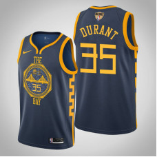 Golden State Warriors Kevin Durant #35 Navy City Jersey  -  2019 Finals