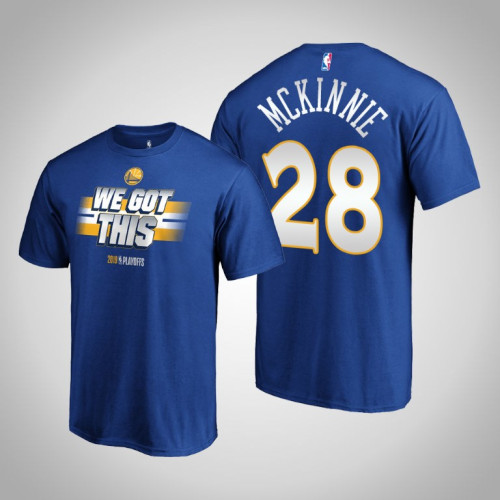 Golden State Warriors #28 Alfonzo McKinnie Royal Playoffs Bound T-Shirt Golden State Warriors #28 Alfonzo McKinnie Royal Playoffs Bound T-Shirt