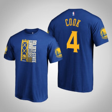 Golden State Warriors Quinn Cook #4 Royal 2019 Western Conference Champions Identity T-Shirt Golden State Warriors Quinn Cook #4 Royal 2019 Western Conference Champions Identity T-Shirt