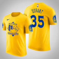 Golden State Warriors Kevin Durant #35 2019 Playoffs Fans Name & Number Yellow T-Shirt - Men's