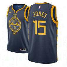 Golden State Warriors #15 Damian Jones Navy City Jersey