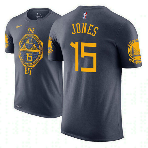 Golden State Warriors #15 Damian Jones Navy City T-Shirt Golden State Warriors #15 Damian Jones Navy City T-Shirt