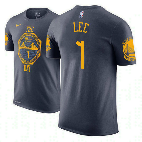 Golden State Warriors #1 Damion Lee Navy City T-Shirt Golden State Warriors #1 Damion Lee Navy City T-Shirt