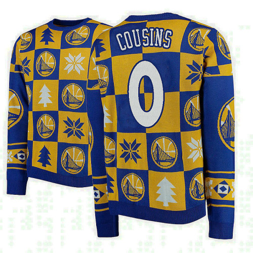 Golden State Warriors #0 DeMarcus Cousins Gold 2018 Christmas Sweater Golden State Warriors #0 DeMarcus Cousins Gold 2018 Christmas Sweater