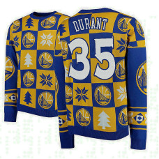 Golden State Warriors #35 Kevin Durant Gold 2018 Christmas Sweater