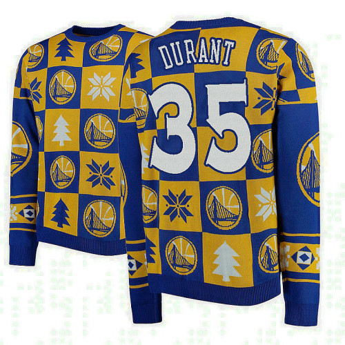 Golden State Warriors #35 Kevin Durant Gold 2018 Christmas Sweater Golden State Warriors #35 Kevin Durant Gold 2018 Christmas Sweater