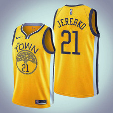 Golden State Warriors #21 Jonas Jerebko Yellow Earned 2022 Champions Jersey