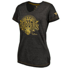 Women's Golden State Warriors 2017 Champions Gold Luxe V-Neck Black T-Shirt
