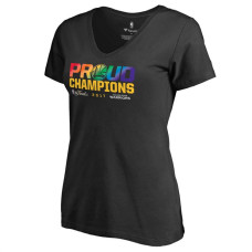 Women's Golden State Warriors 2017 Champions Proud V-Neck Black T-Shirt
