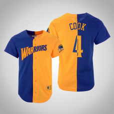 Golden State Warriors #4 Quinn Cook Split Mesh Button 2022 Champions Jersey