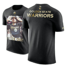 Stephen Curry Golden State Warriors 2018 Champions Winning Photo Black T-Shirt
