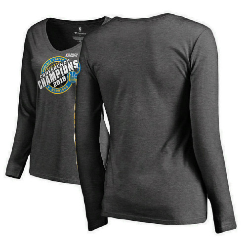 Golden State Warriors 2018 Western Conference Champions Keyhole Slogan Long Sleeve Charcoal T-Shirt Golden State Warriors 2018 Western Conference Champions Keyhole Slogan Long Sleeve Charcoal T-Shirt