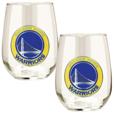 Golden State Warriors Transparent Stemless Wine Glass Set