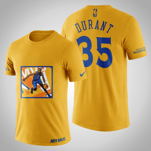 Golden State Warriors Kevin Durant #35 Yellow Legend MVP T-shirt Golden State Warriors Kevin Durant #35 Yellow Legend MVP T-shirt