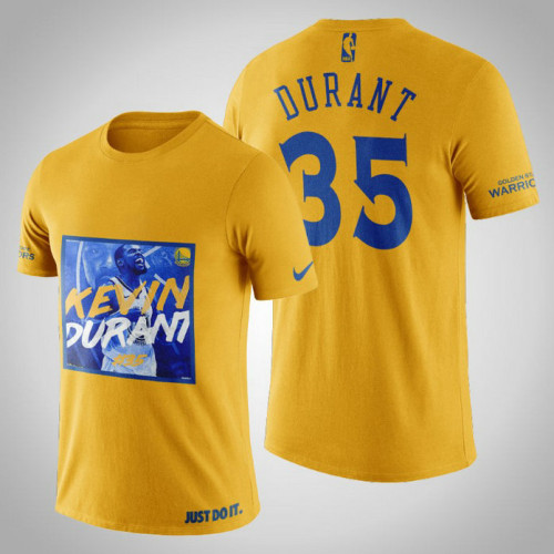Golden State Warriors Kevin Durant #35 Yellow Legend Shout T-shirt Golden State Warriors Kevin Durant #35 Yellow Legend Shout T-shirt