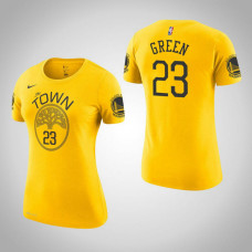 Women's Golden State Warriors #23 Draymond Green Gold Earned T-Shirt